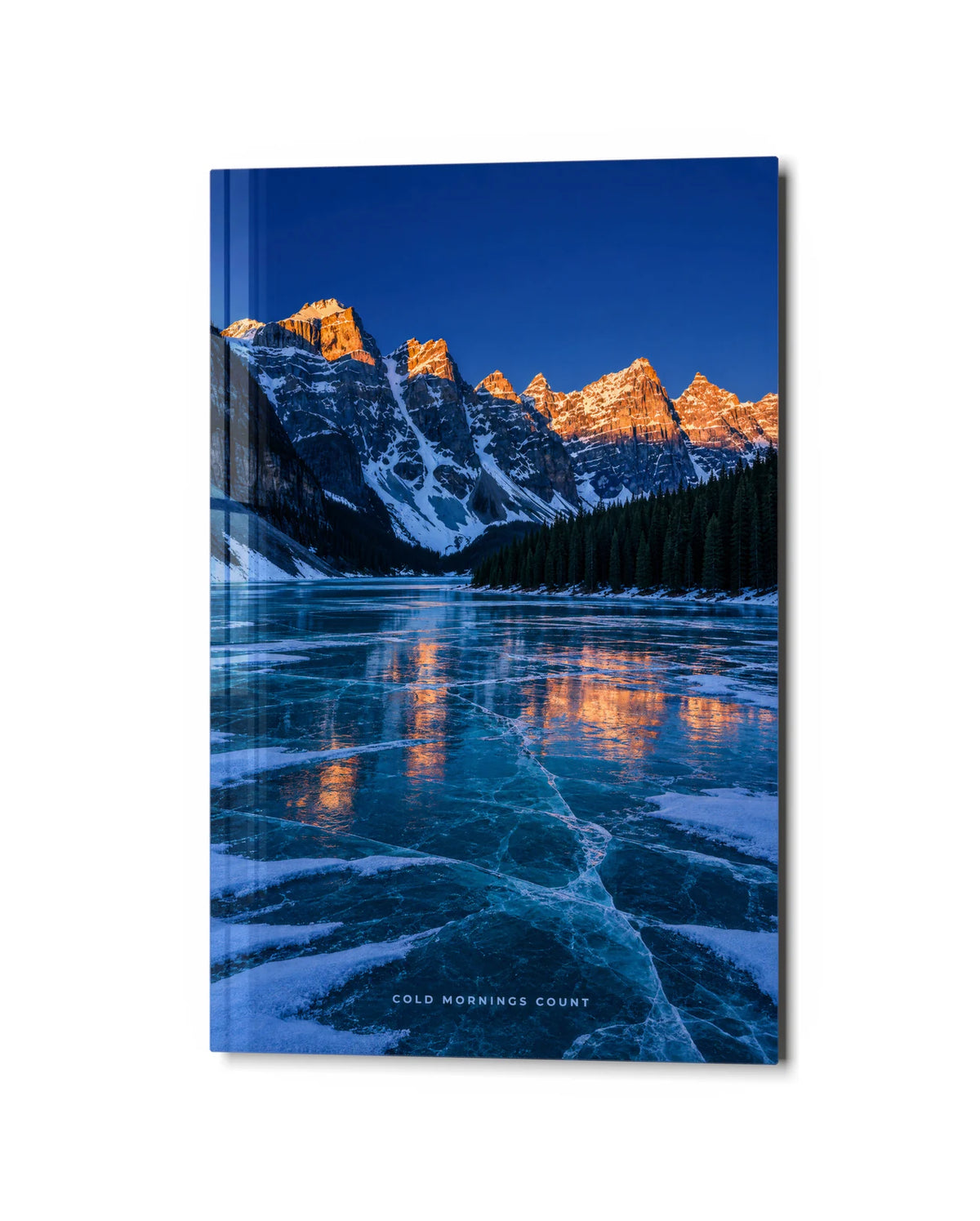 First Light on Ice — studio view of glass wall art