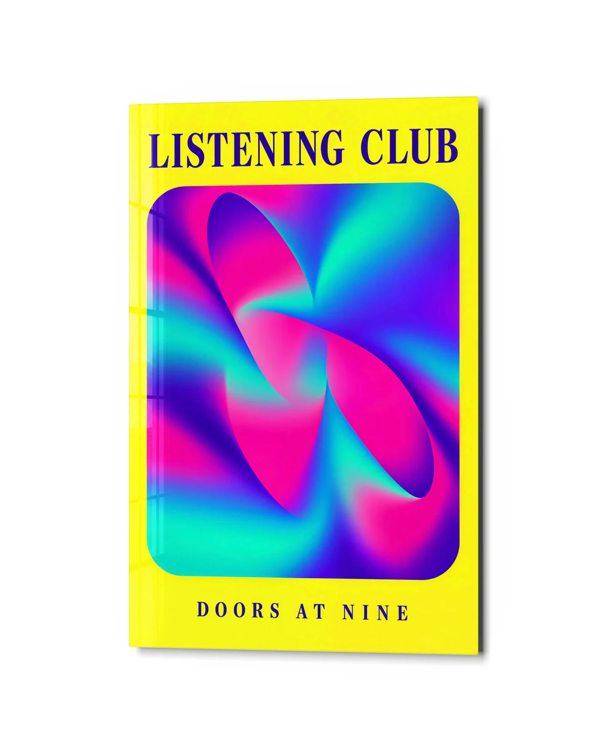 Listening Club — studio view of glass wall art
