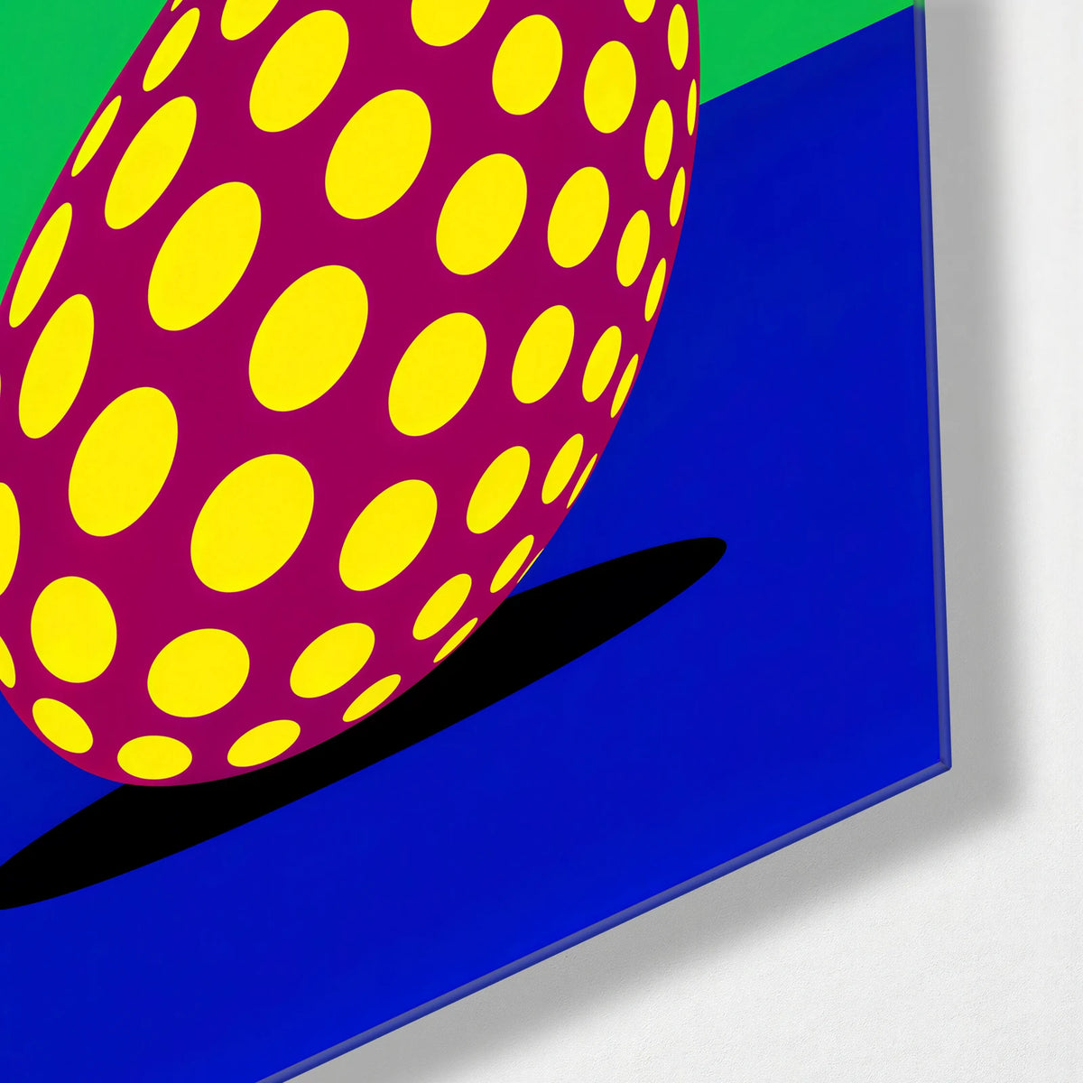 Spotted Aubergine — corner detail of glass wall art