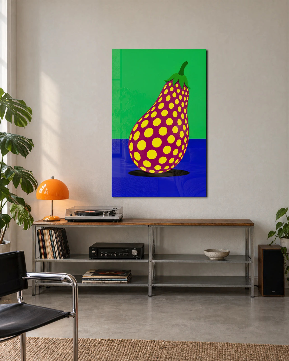 Spotted Aubergine — shown in a living space