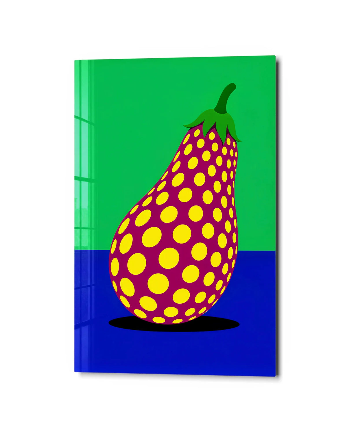 Spotted Aubergine — studio view of glass wall art