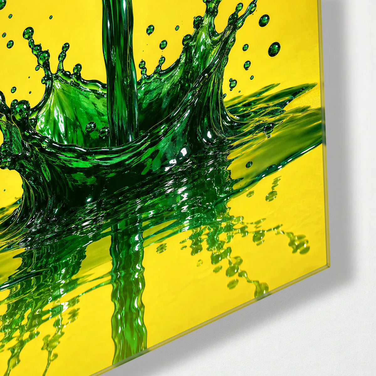 Green in Midair — corner detail of glass wall art