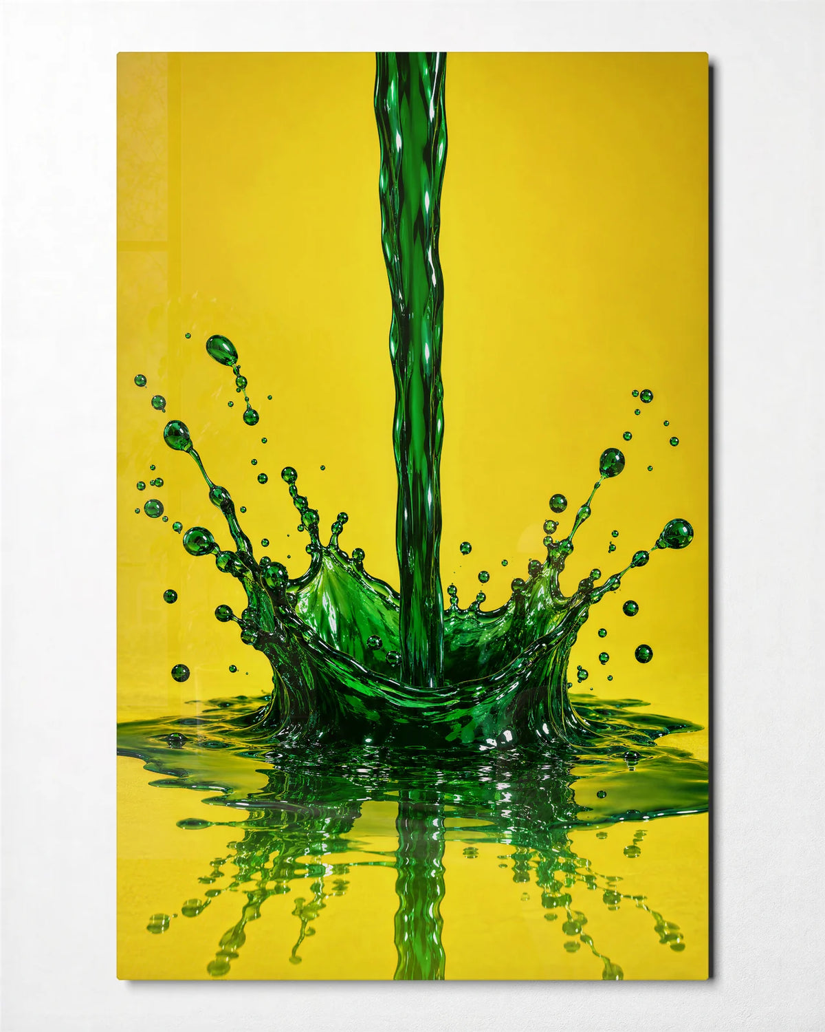 Green in Midair — front view of glass wall art