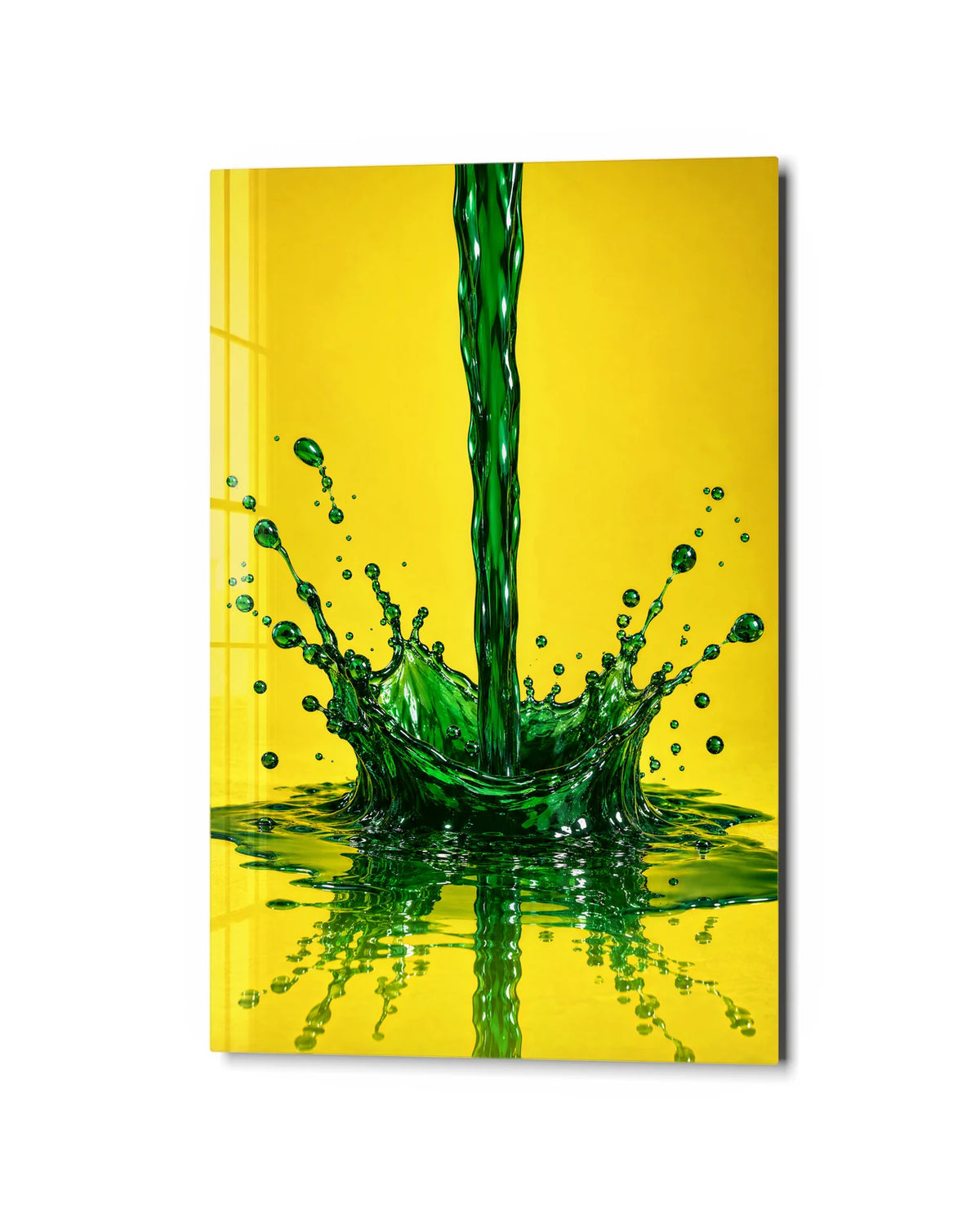 Green in Midair — studio view of glass wall art