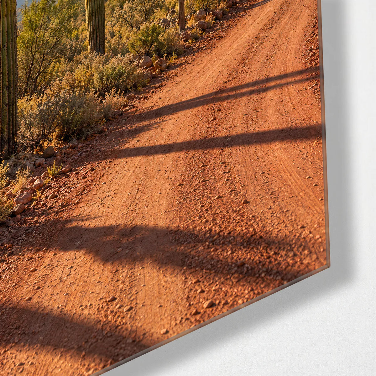 Cactus Road — corner detail of glass wall art