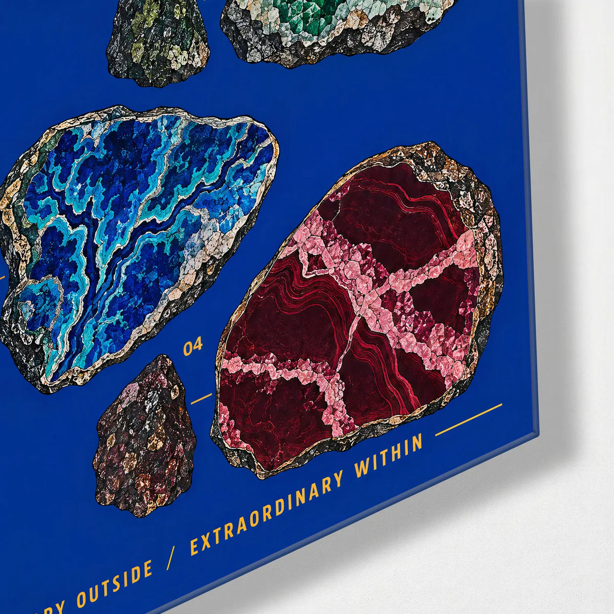 Hidden Colour — corner detail of glass wall art