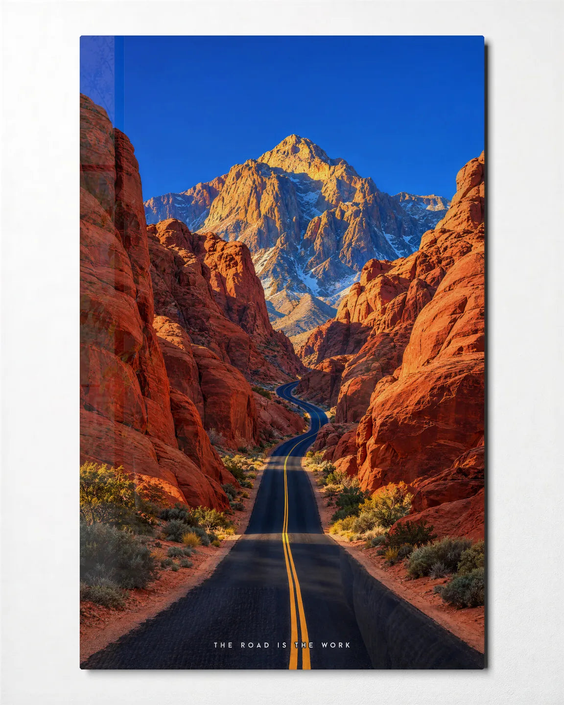 The Road Between — front view of glass wall art