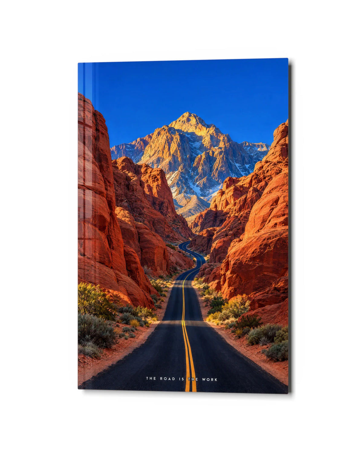 The Road Between — studio view of glass wall art