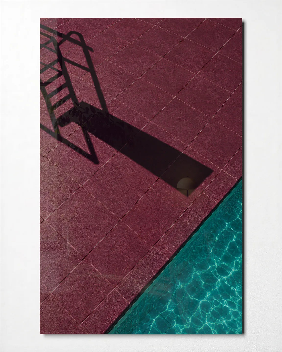 Poolside Shadow — front view of glass wall art