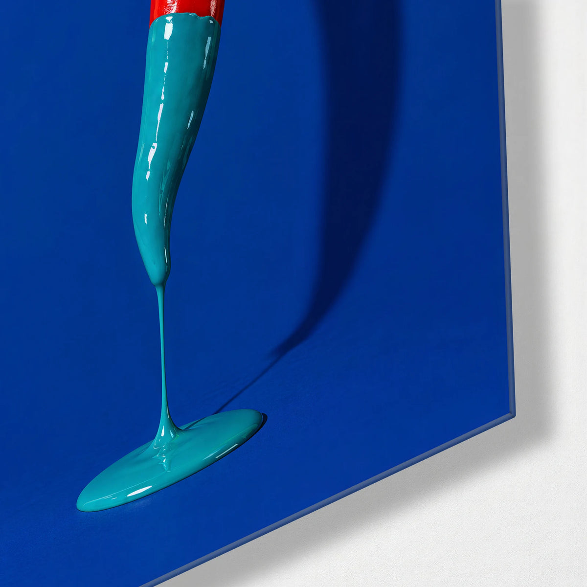 Pepper Dipped in Blue — corner detail of glass wall art