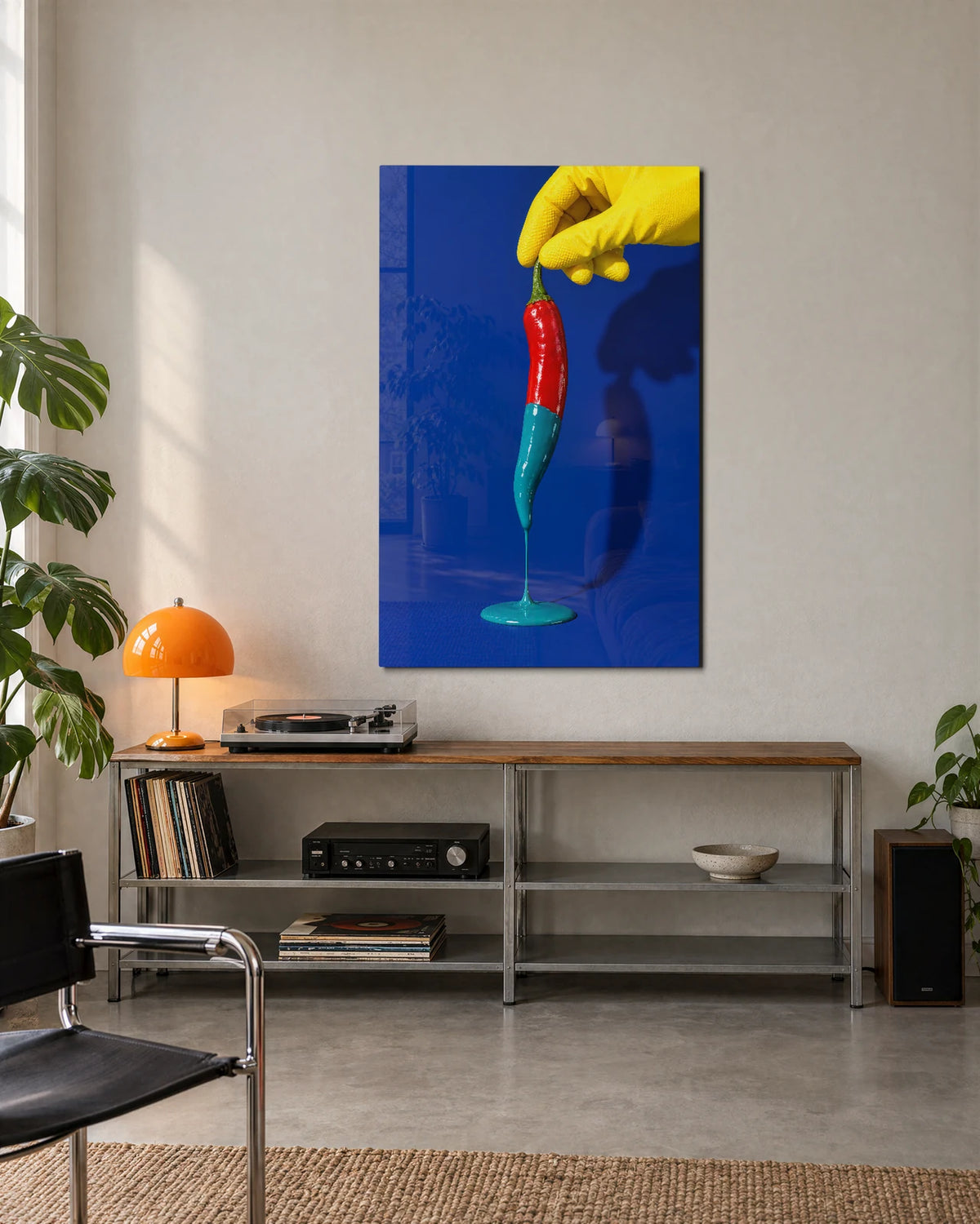 Pepper Dipped in Blue — shown in a living space
