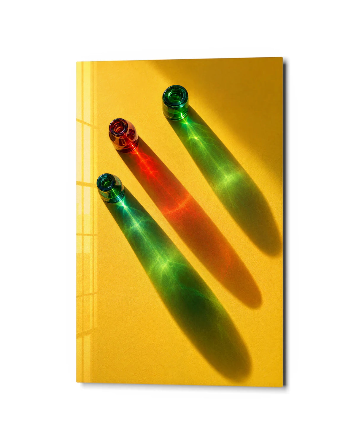 Colour Cast — studio view of glass wall art