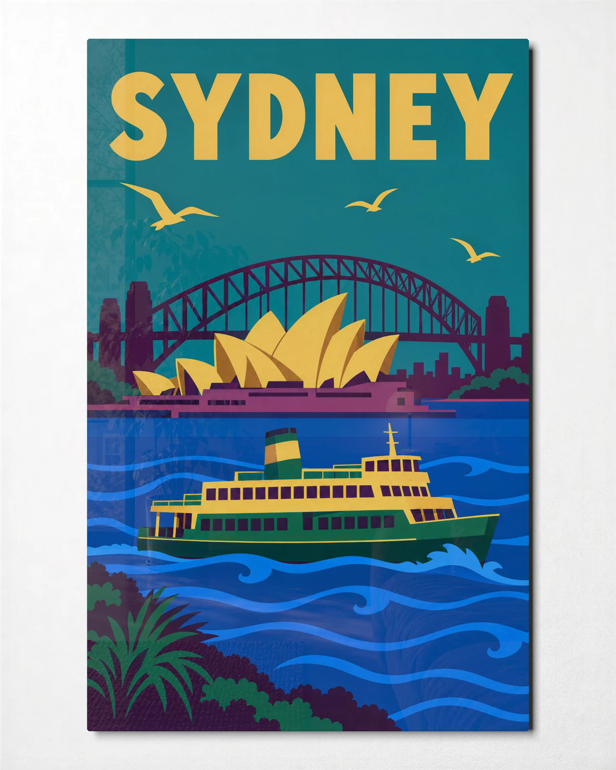 Sydney in Colour — front view of glass wall art