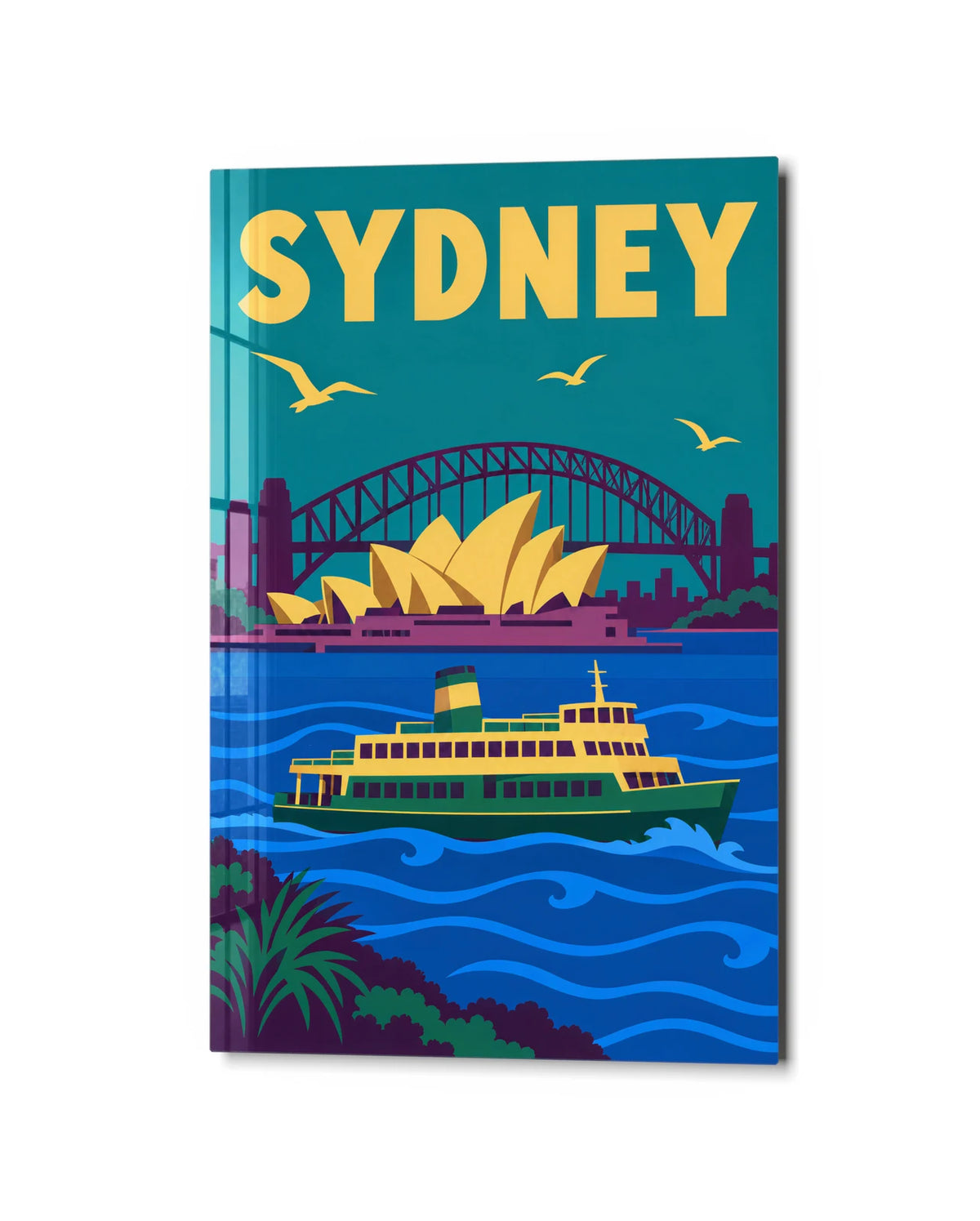 Sydney in Colour — studio view of glass wall art