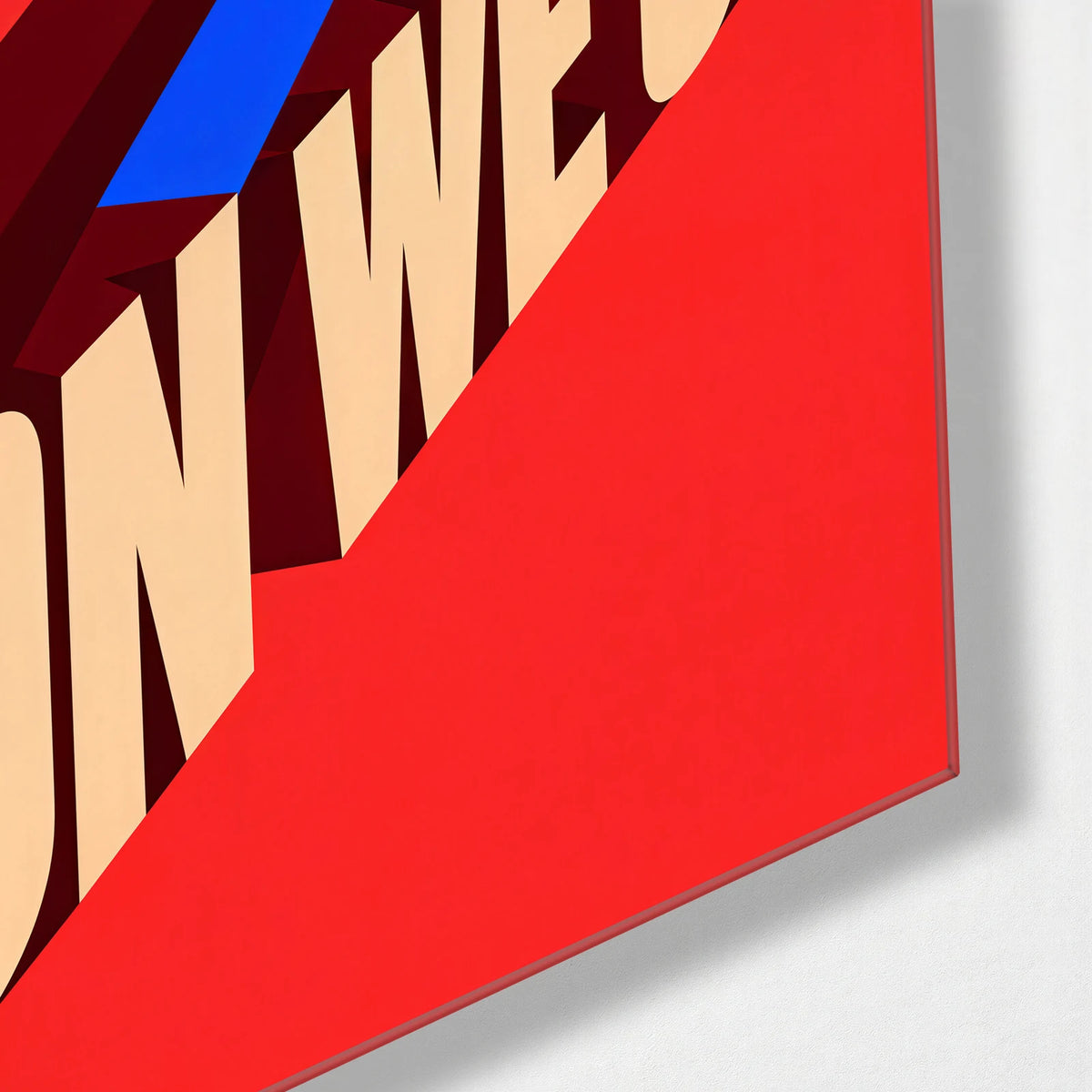 On We Go — corner detail of glass wall art