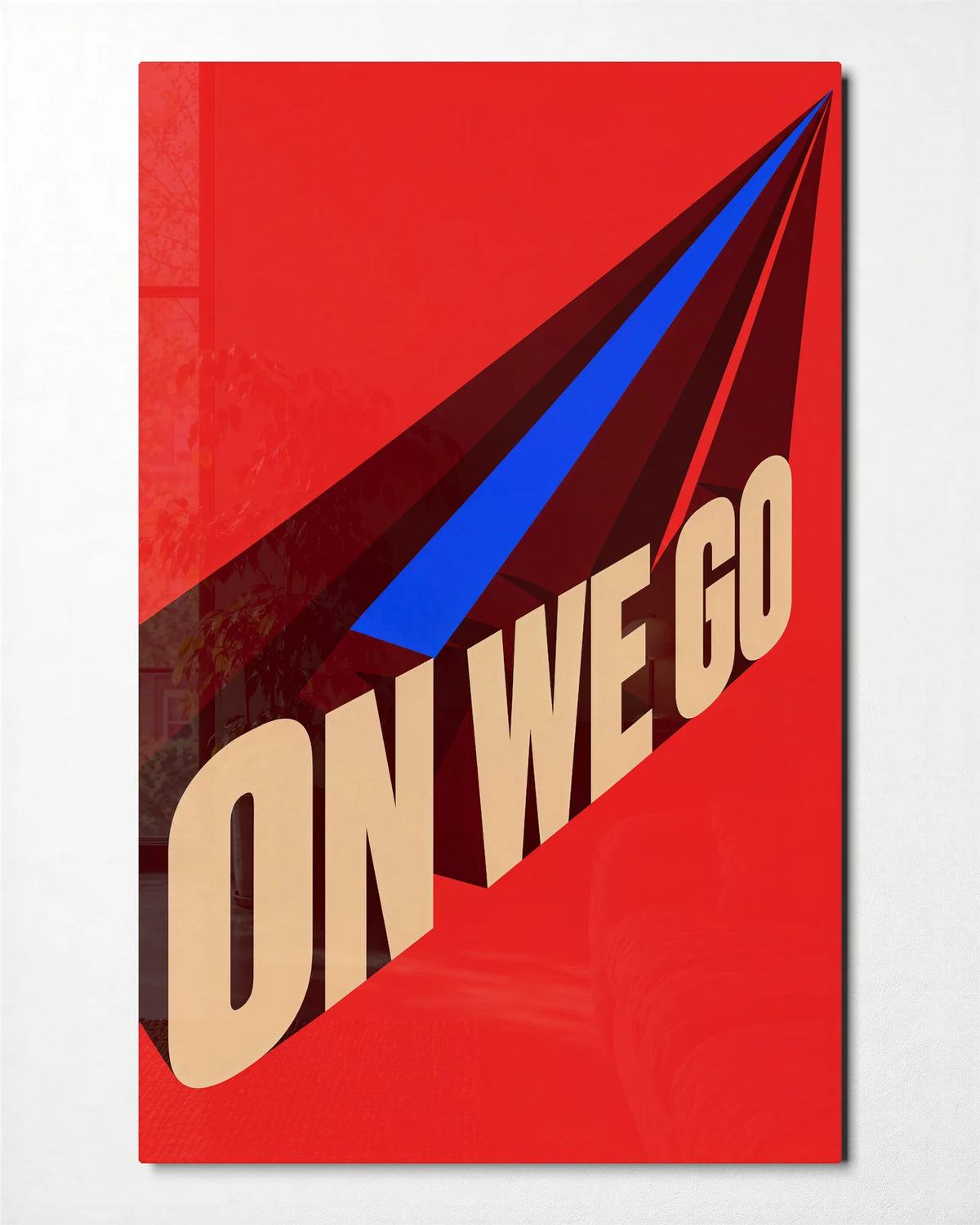 On We Go — front view of glass wall art