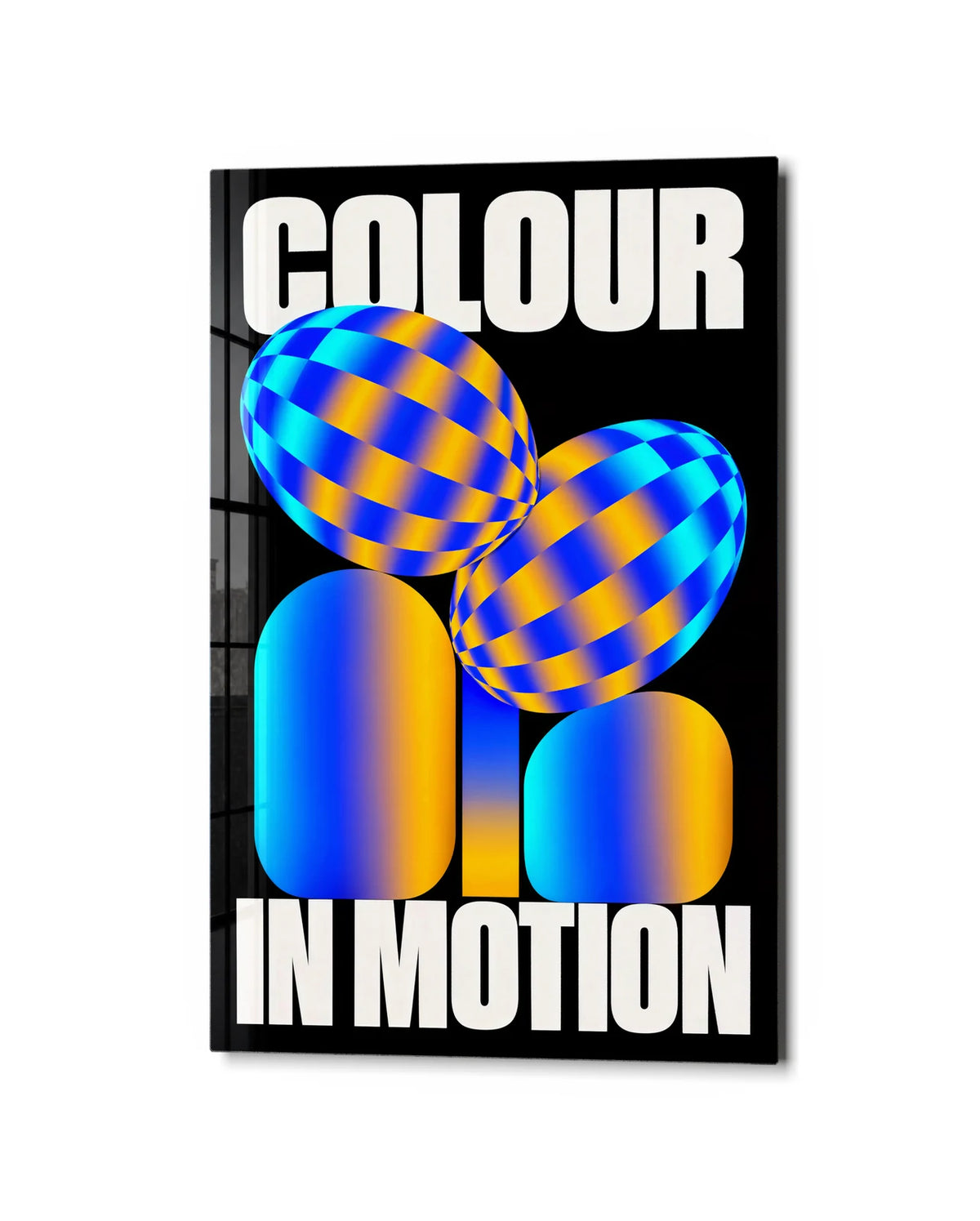 Colour in Motion — studio view of glass wall art