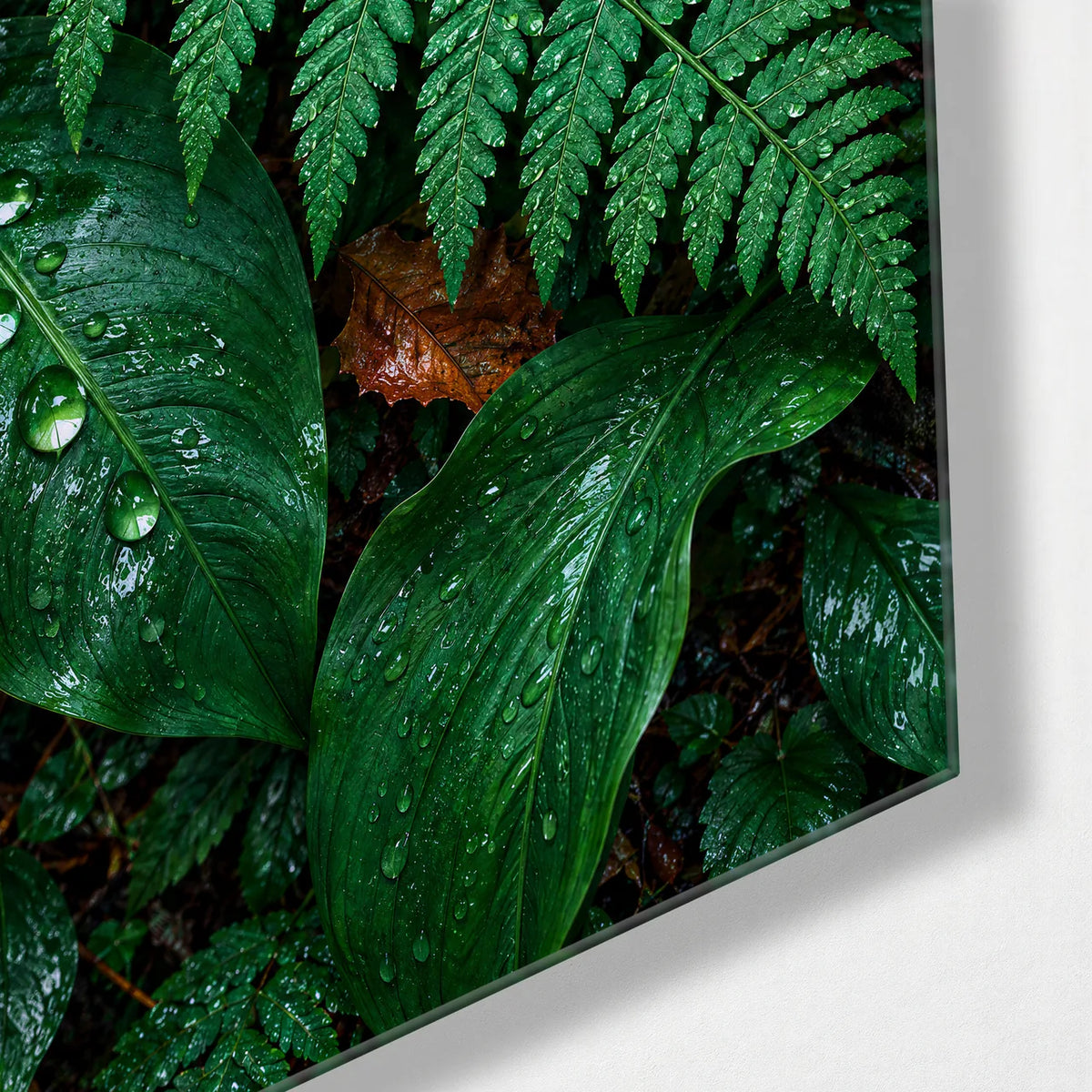After the Rain — corner detail of glass wall art