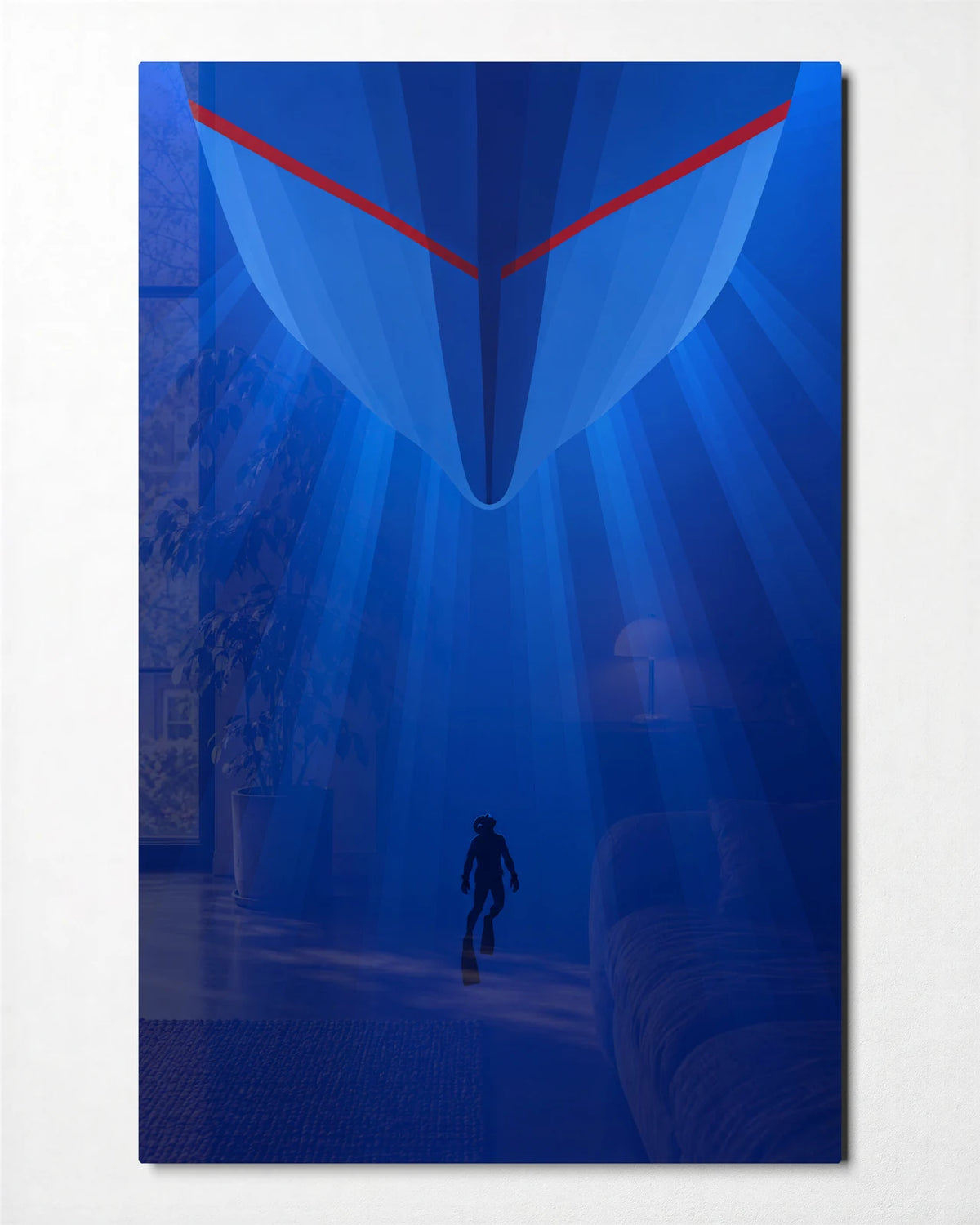 Under the Hull — front view of glass wall art