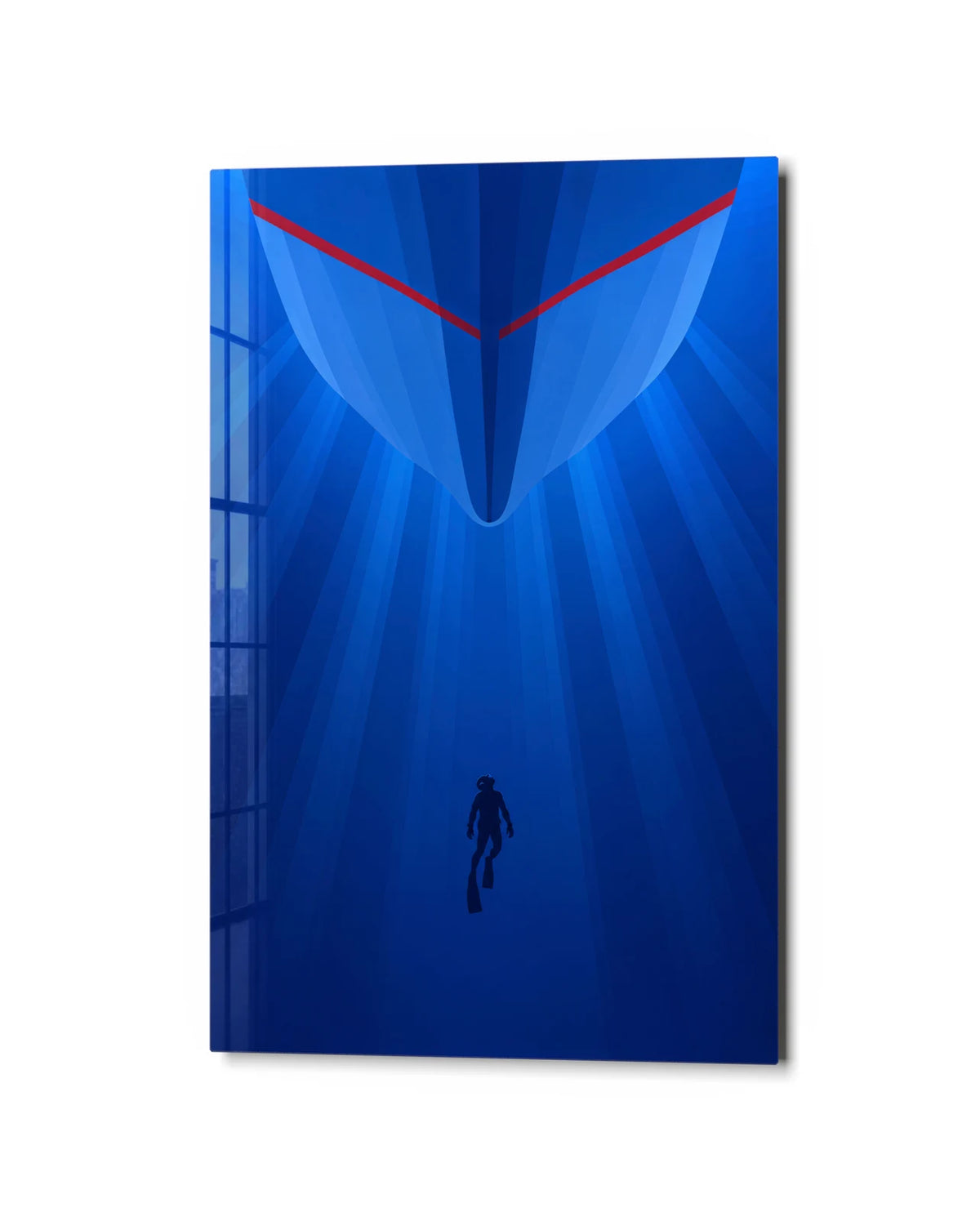 Under the Hull — studio view of glass wall art
