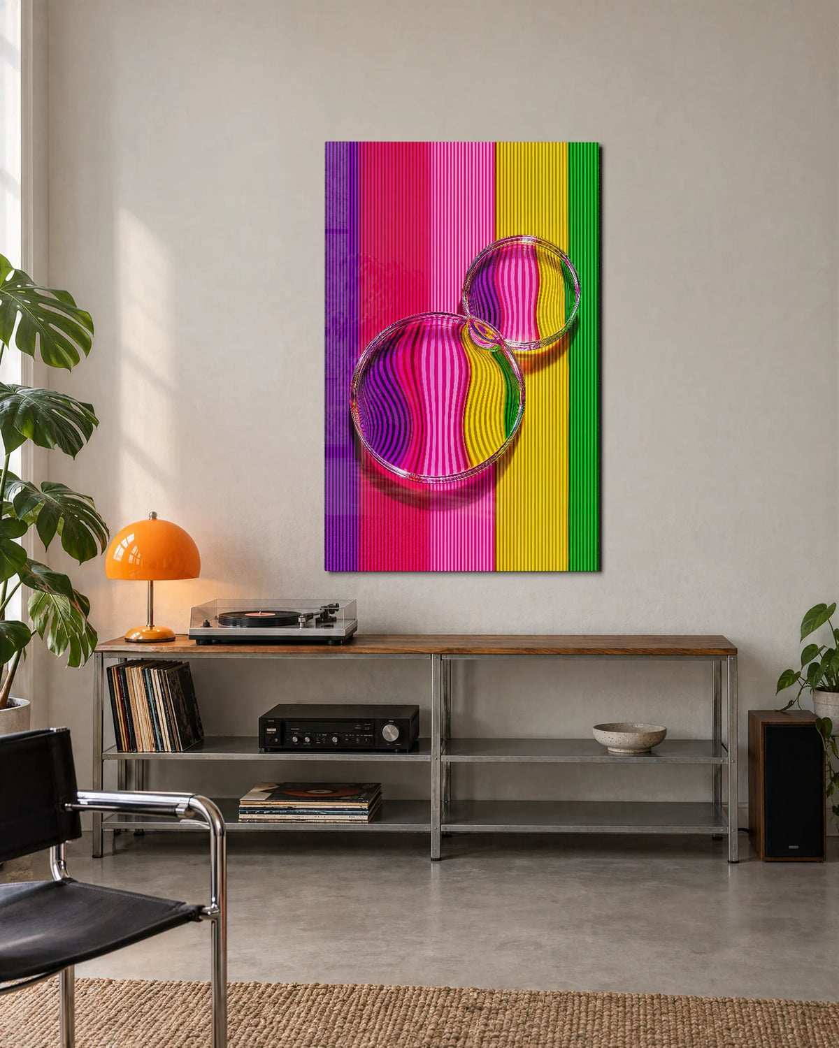 Bubbles and Stripes — shown in a living space