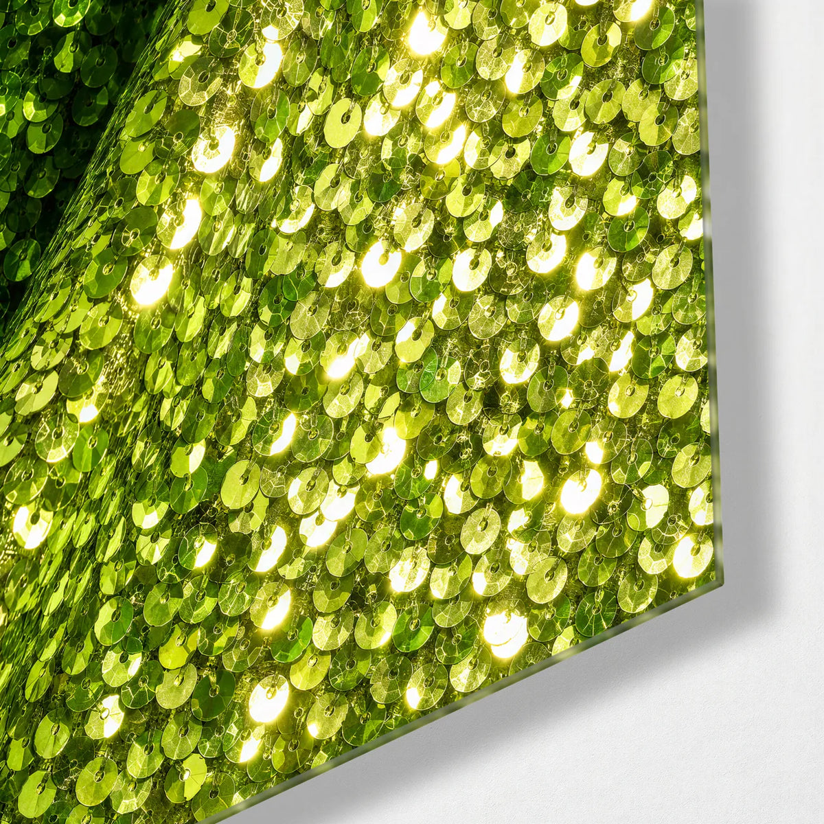 Green in Detail — corner detail of glass wall art