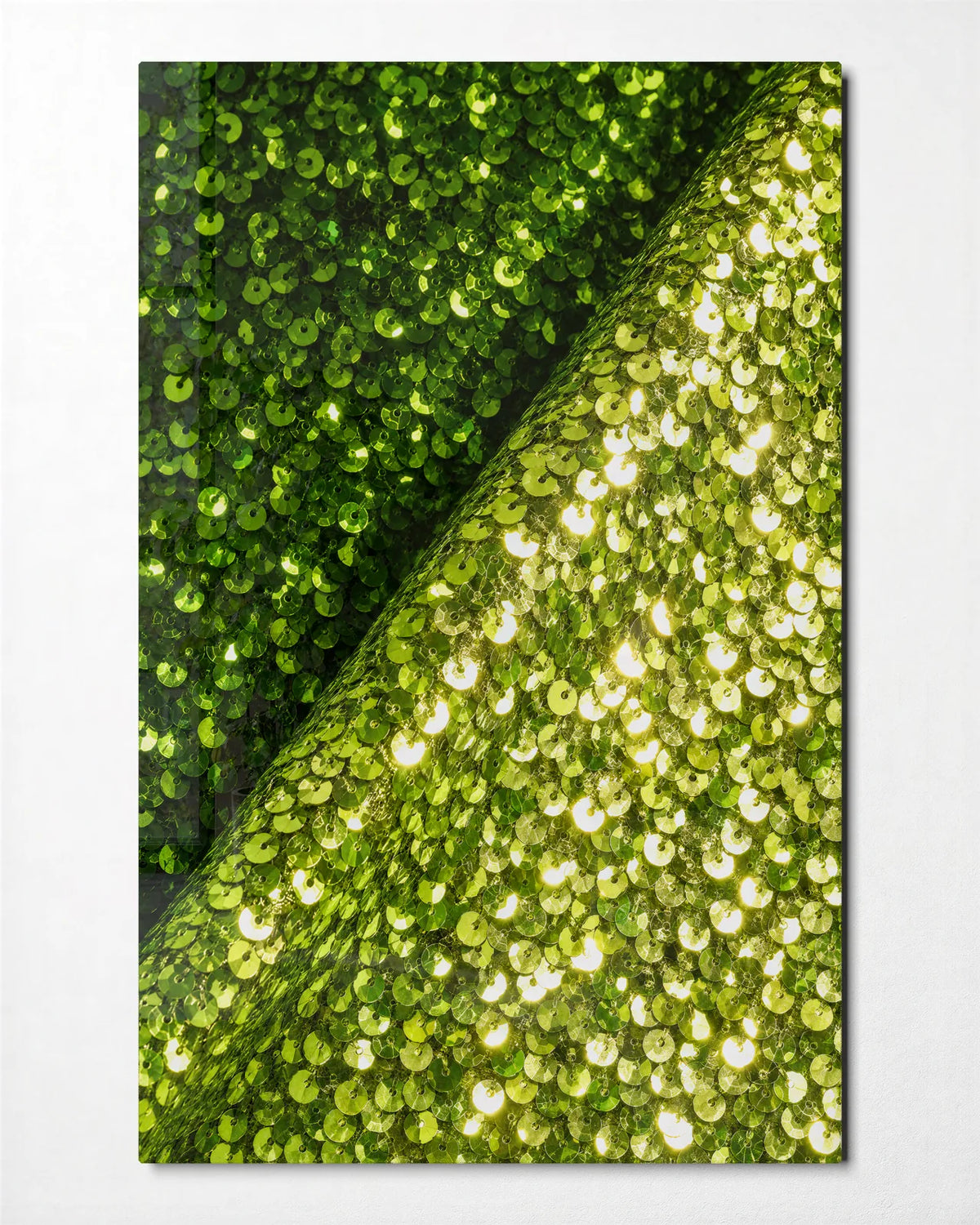 Green in Detail — front view of glass wall art