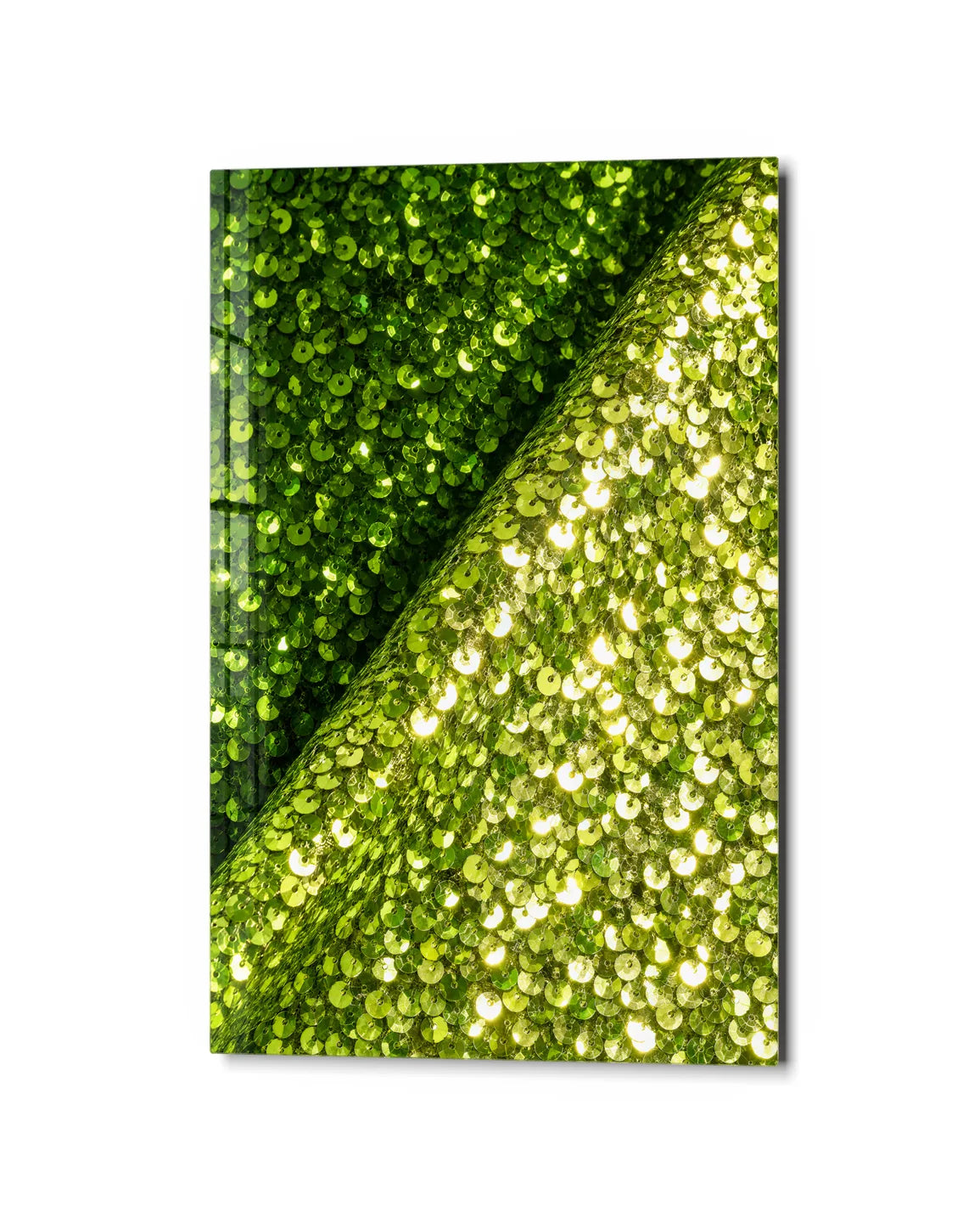 Green in Detail — studio view of glass wall art