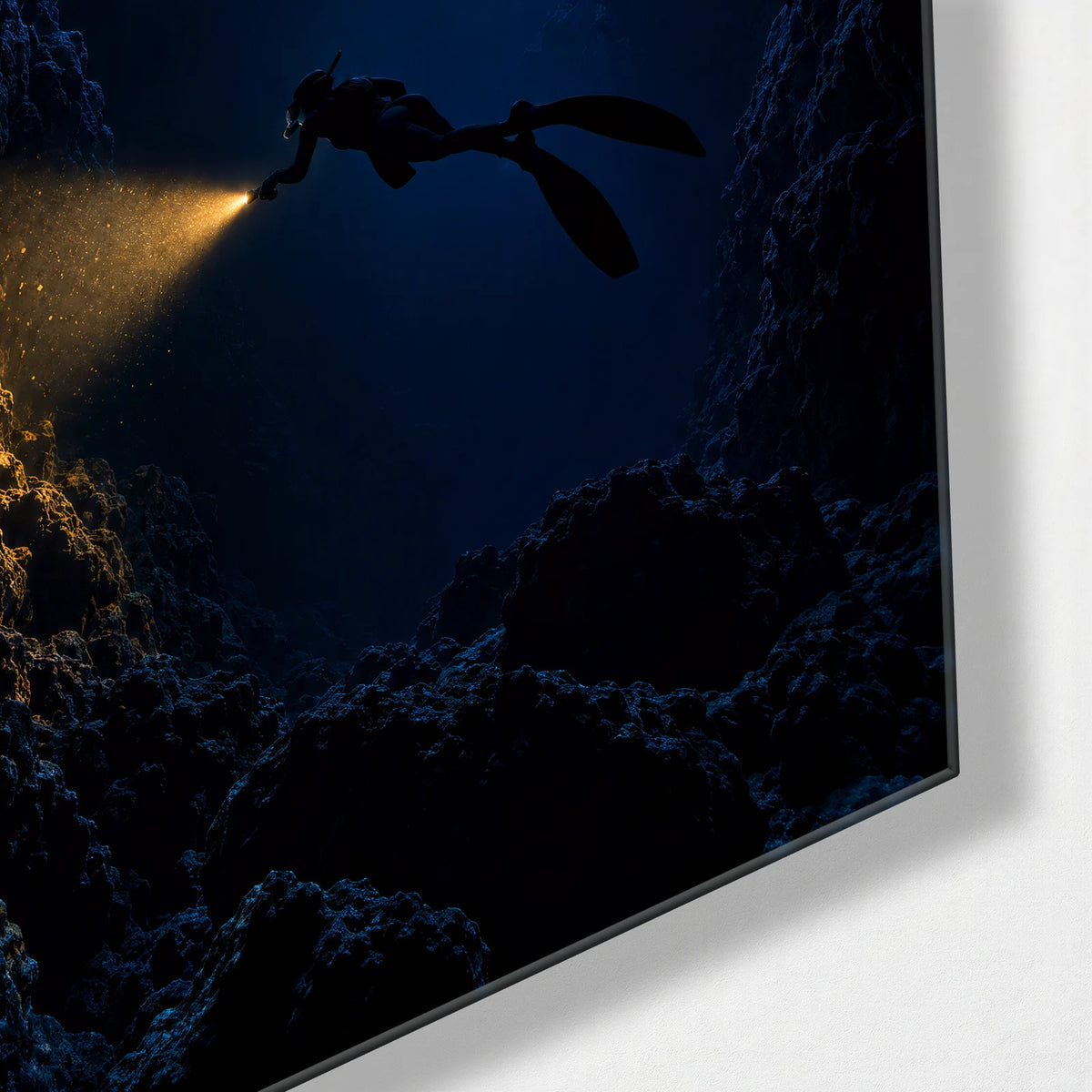 A Light in the Cave — corner detail of glass wall art