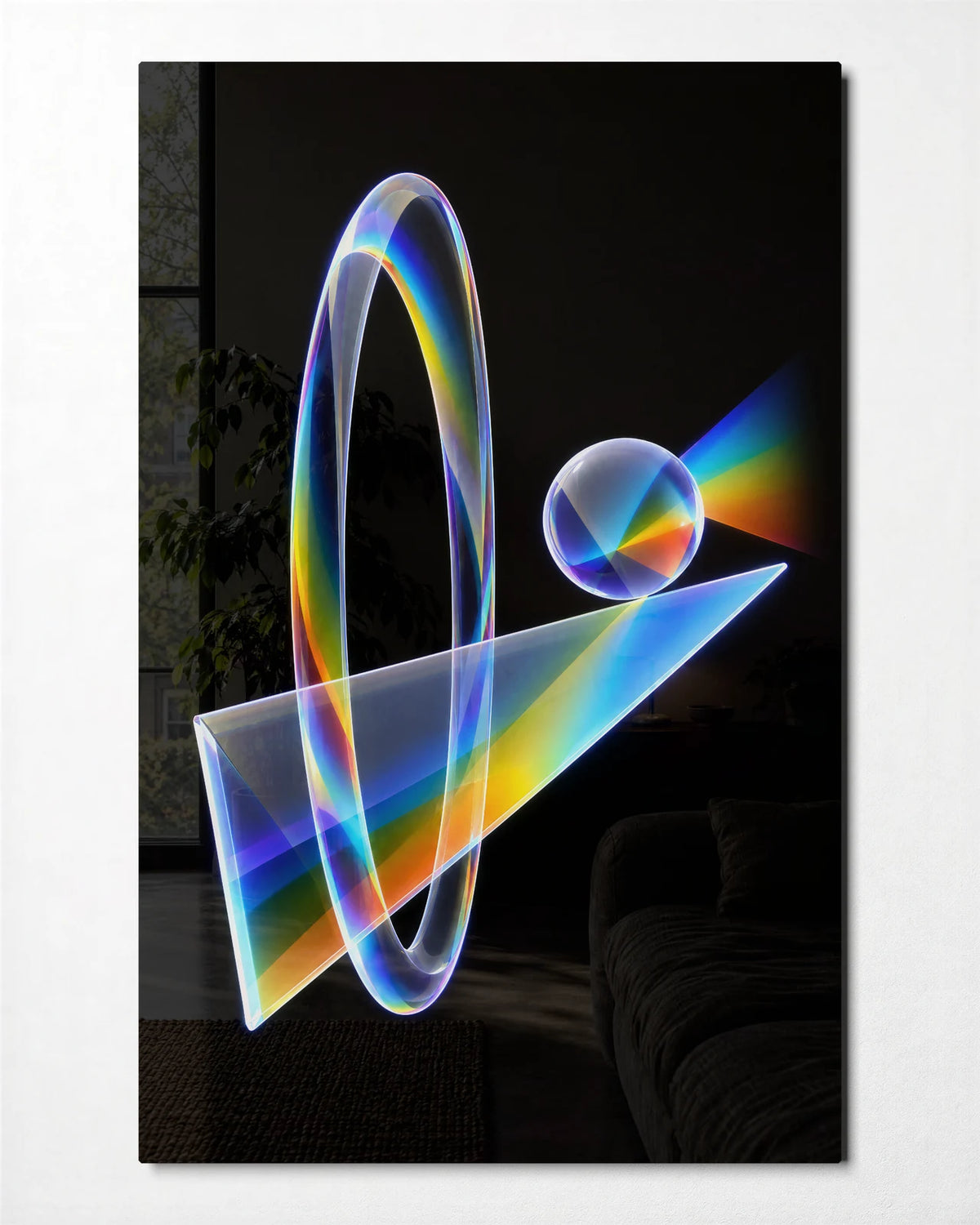 Prism in Balance — front view of glass wall art
