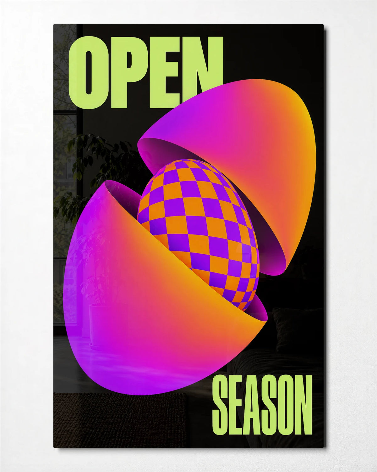 Open Season — front view of glass wall art