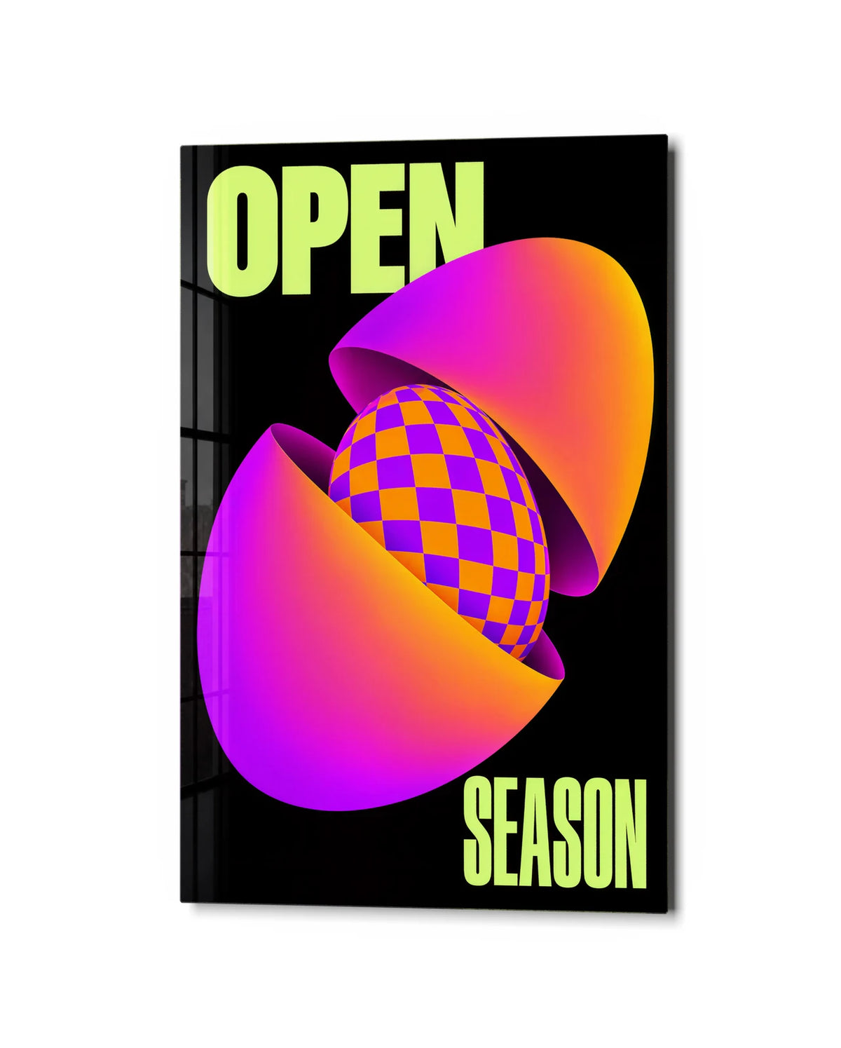 Open Season — studio view of glass wall art