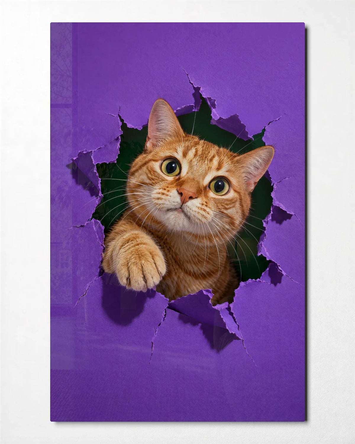 Just Popping In — front view of glass wall art