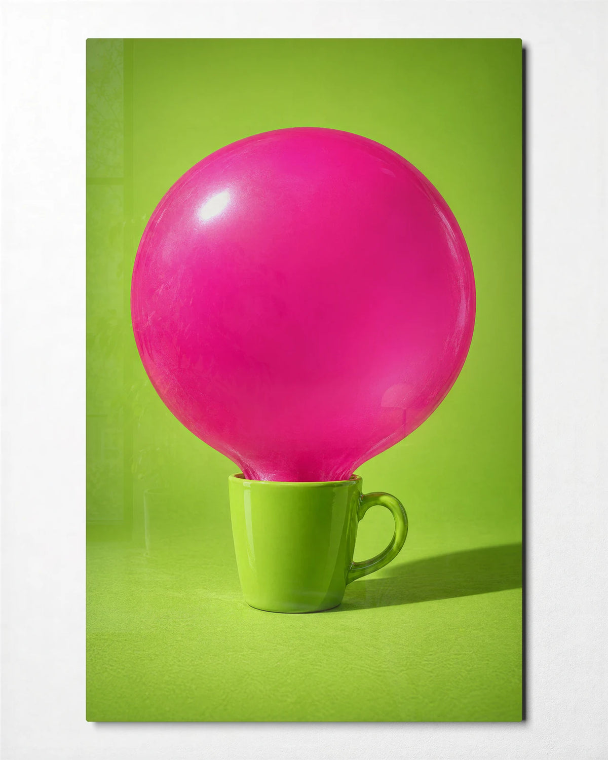 Cup of Pink — front view of glass wall art