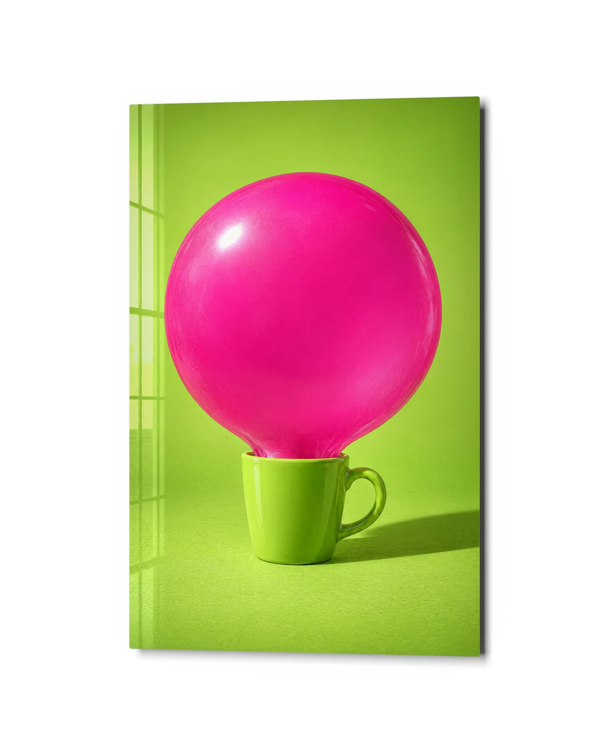 Cup of Pink — studio view of glass wall art