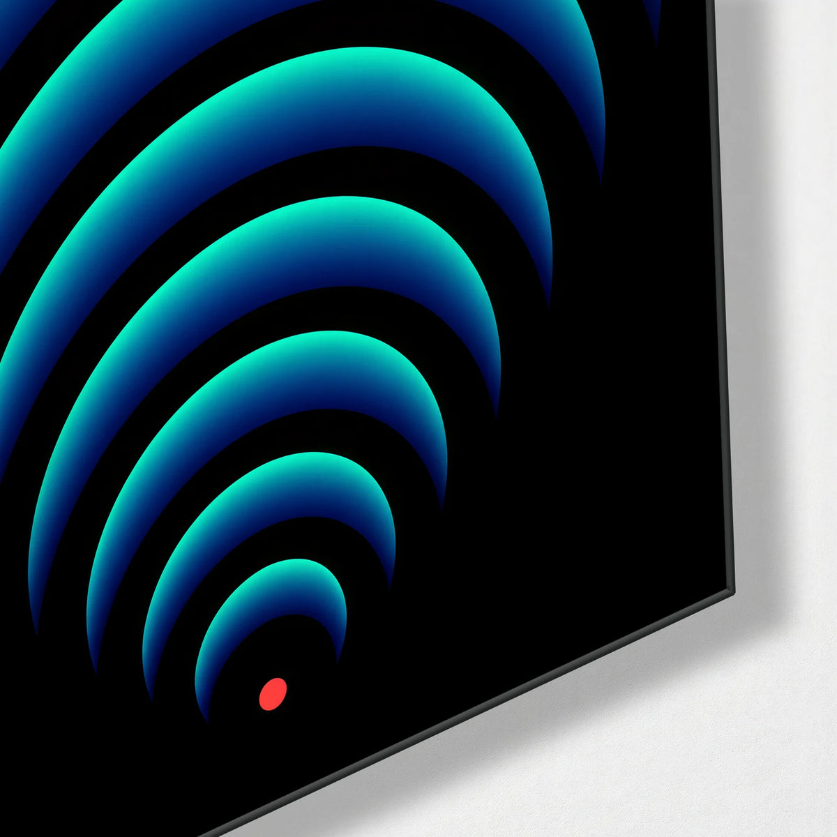 Quiet in Circles — corner detail of glass wall art