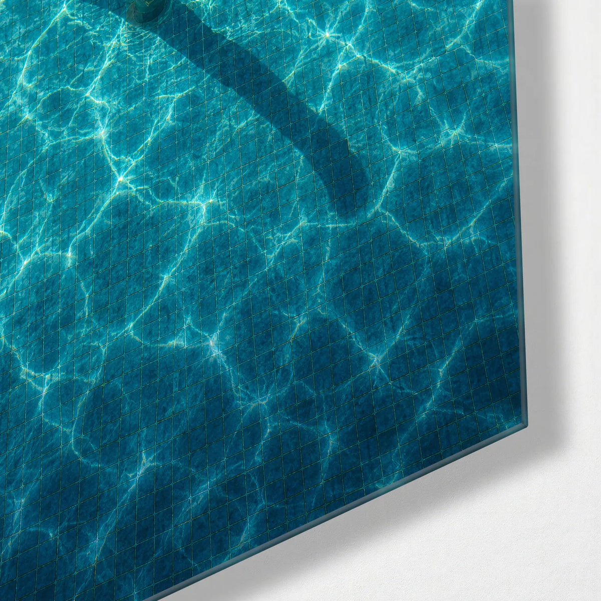 Poolside Line — corner detail of glass wall art