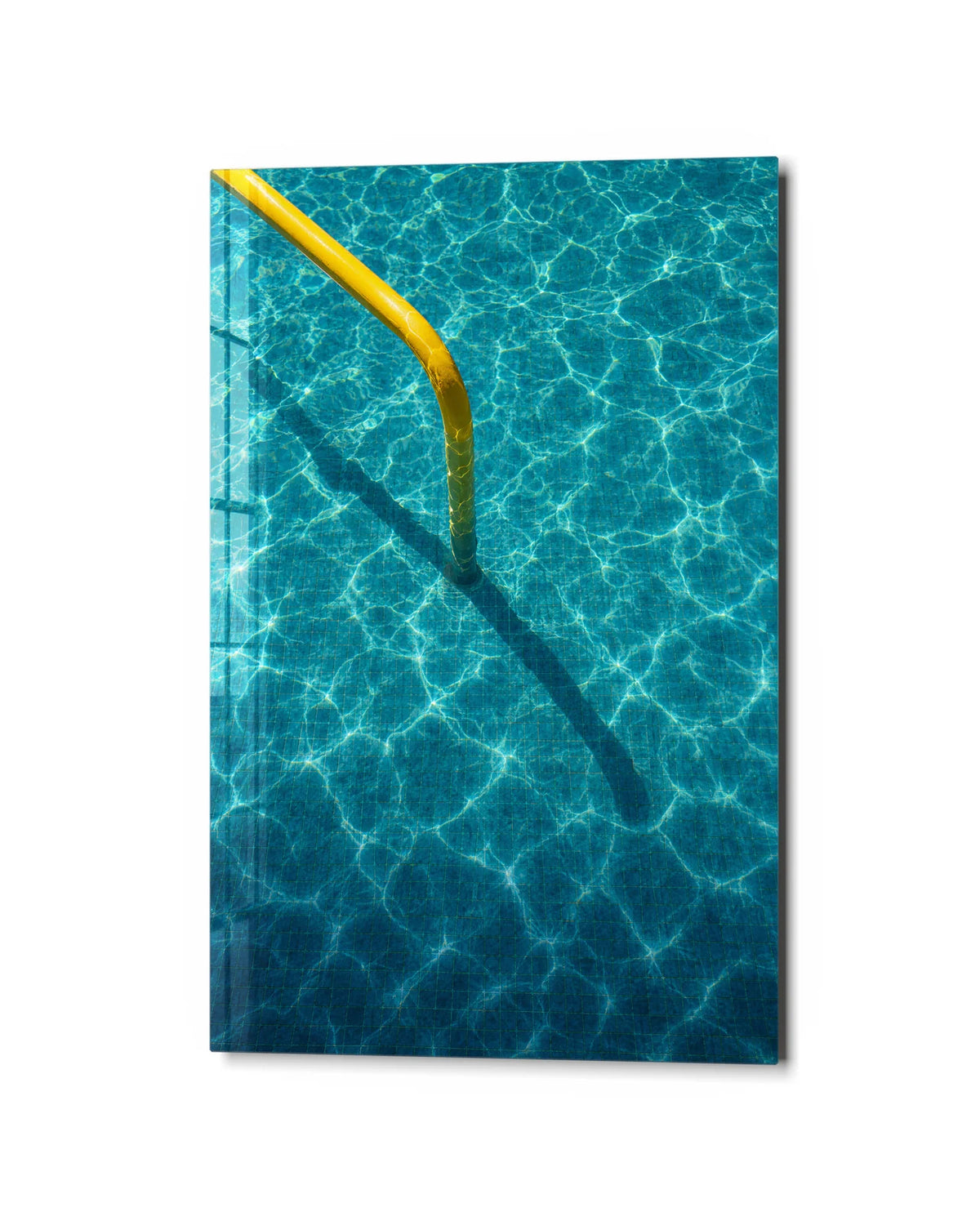 Poolside Line — studio view of glass wall art