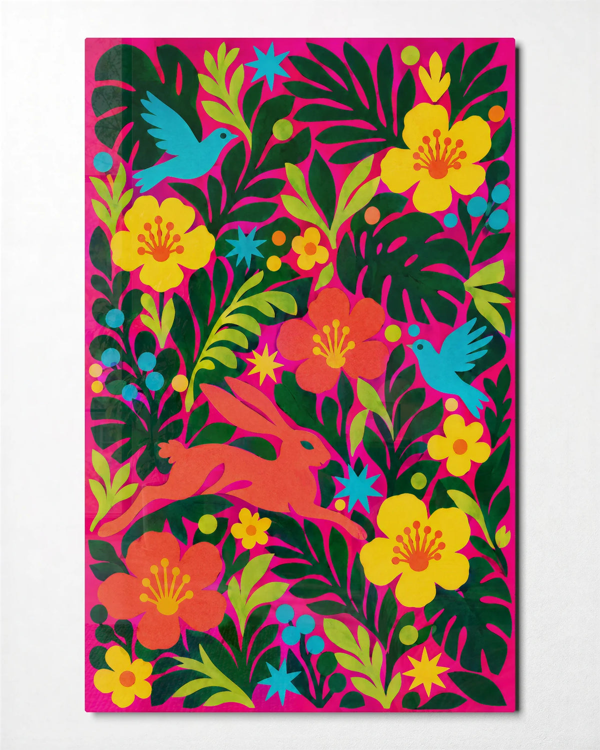 Garden at Full Volume — front view of glass wall art
