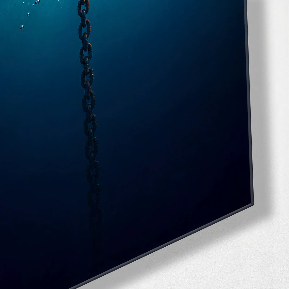 Anchored at Dusk — corner detail of glass wall art