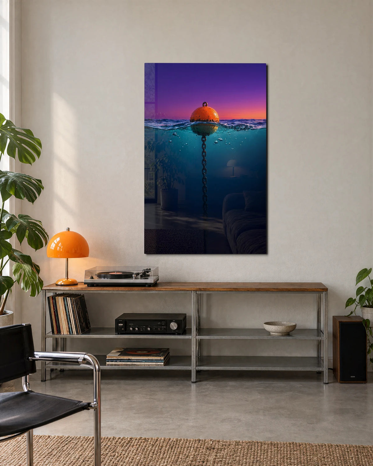 Anchored at Dusk — shown in a living space