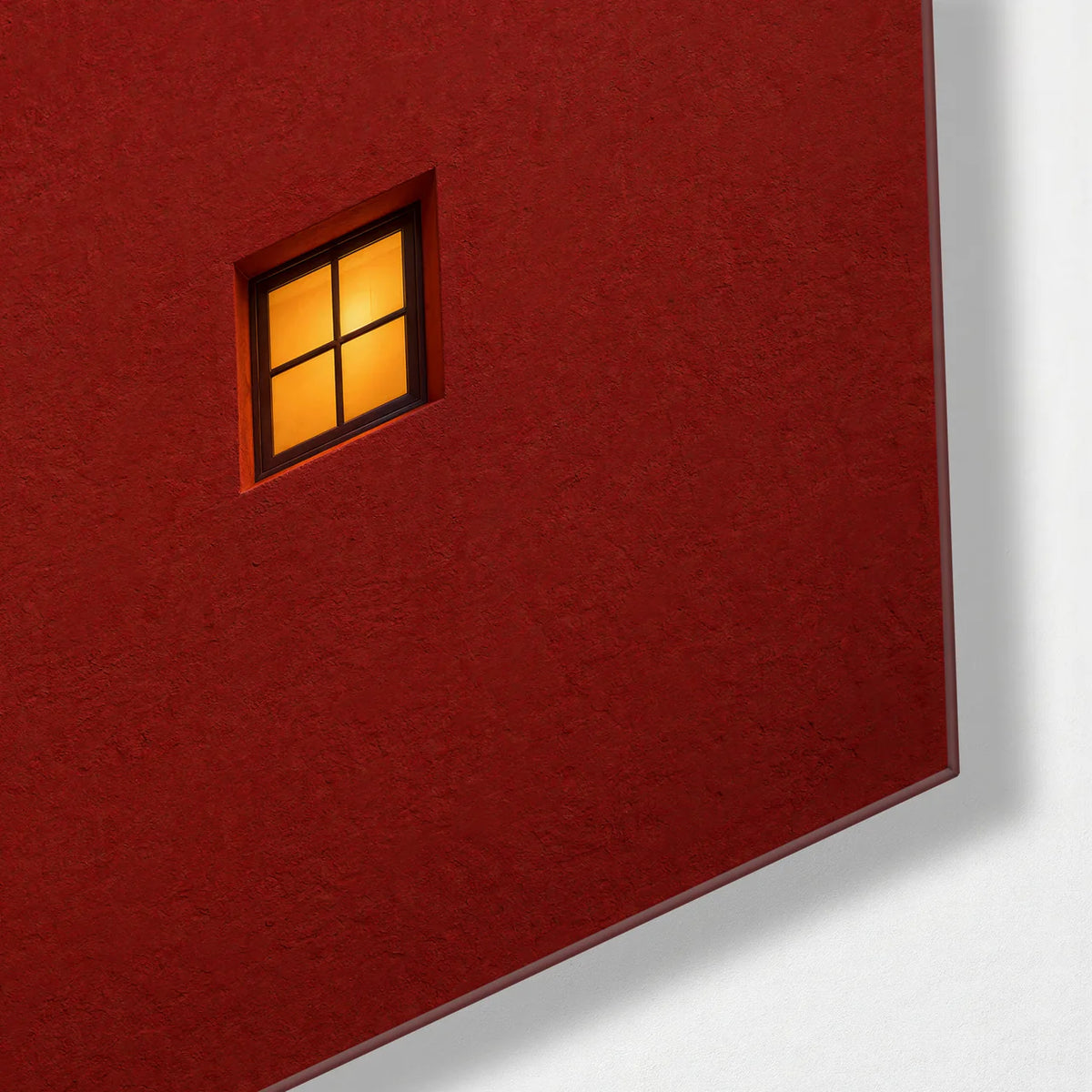 One Window Lit — corner detail of glass wall art