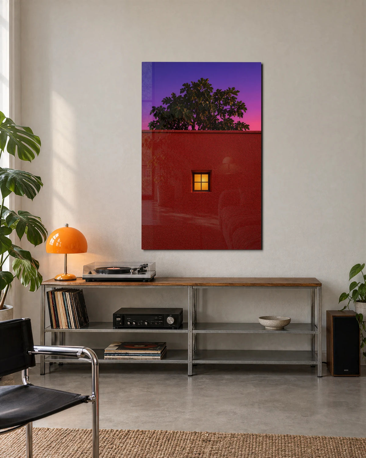 One Window Lit — shown in a living space