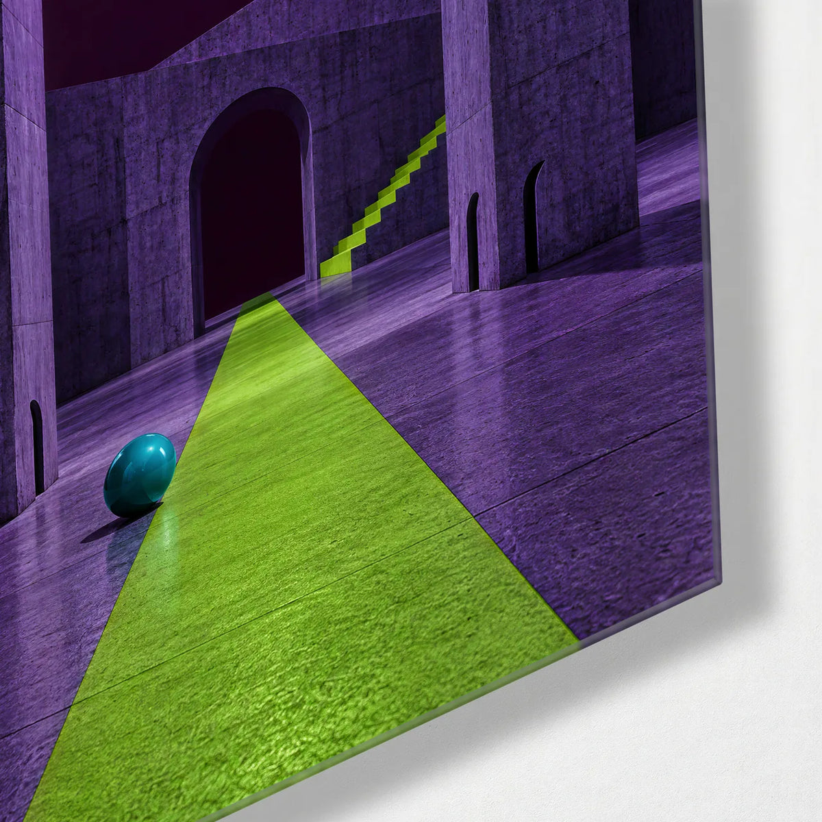 The Green Path — corner detail of glass wall art