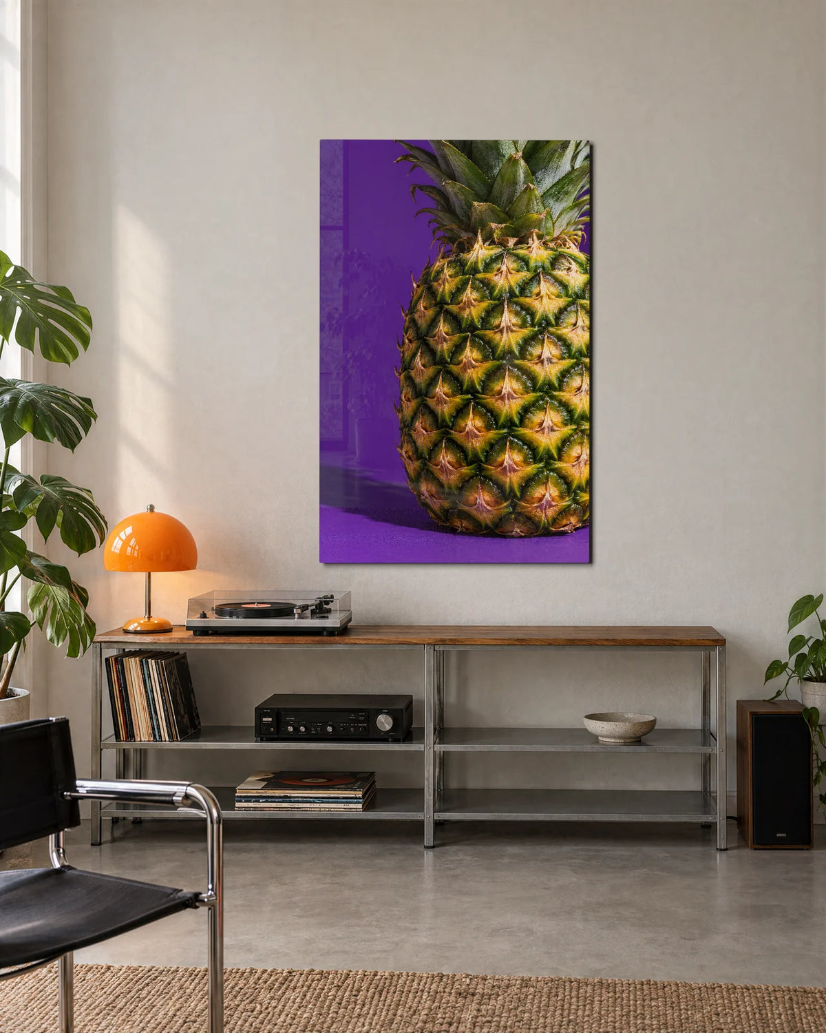Pineapple on Purple — shown in a living space