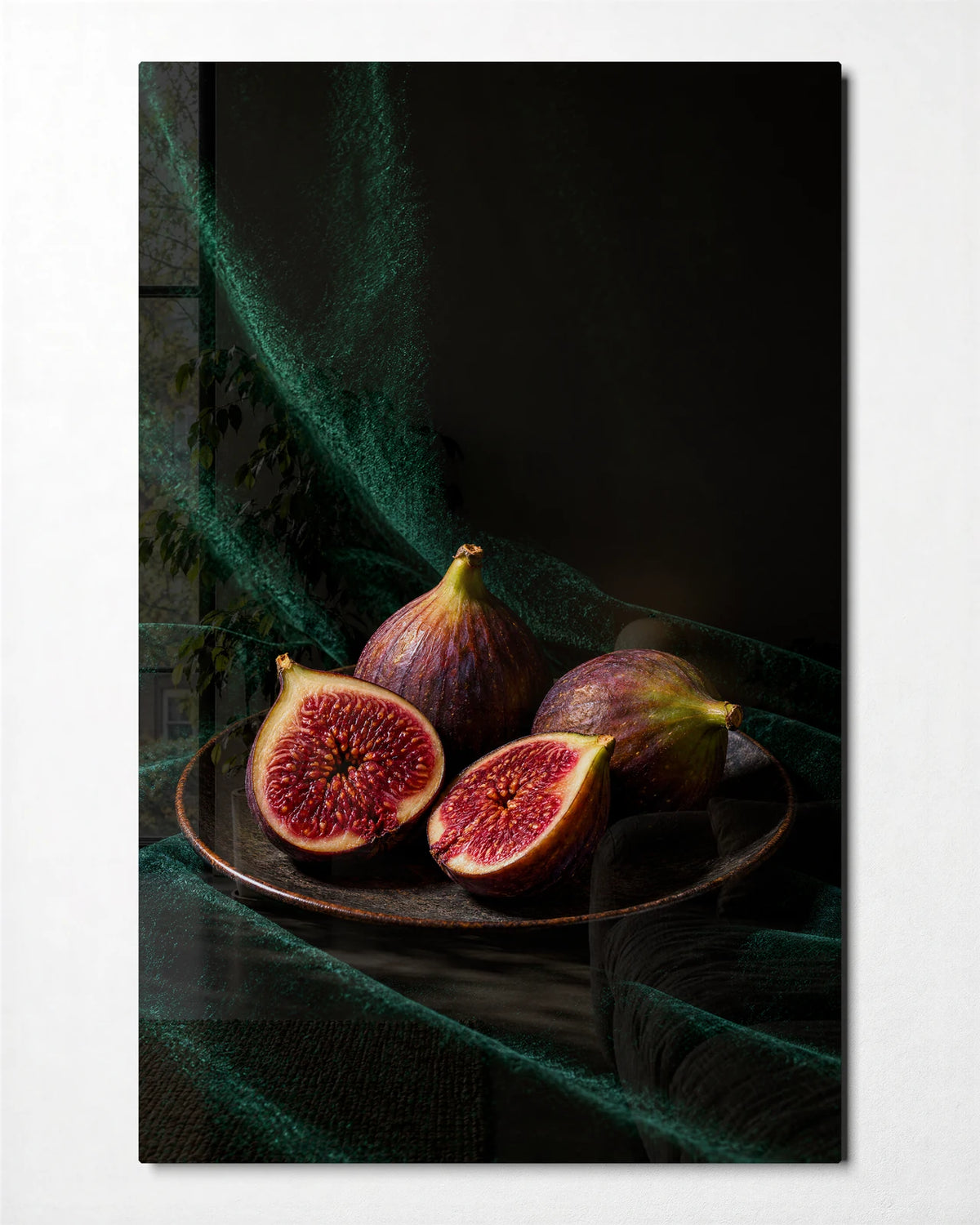 Figs on Velvet — front view of glass wall art