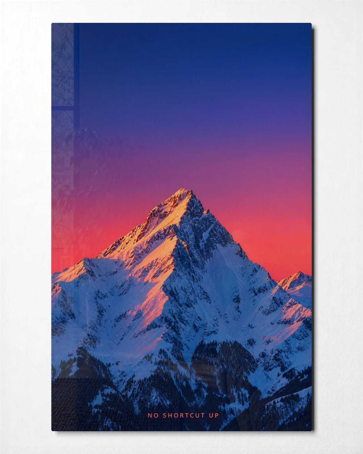 No Shortcut Up — front view of glass wall art