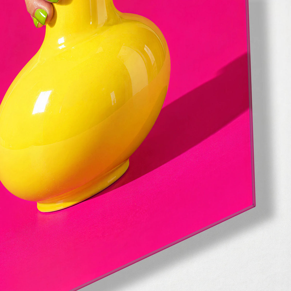 A Good Yellow Vase — corner detail of glass wall art