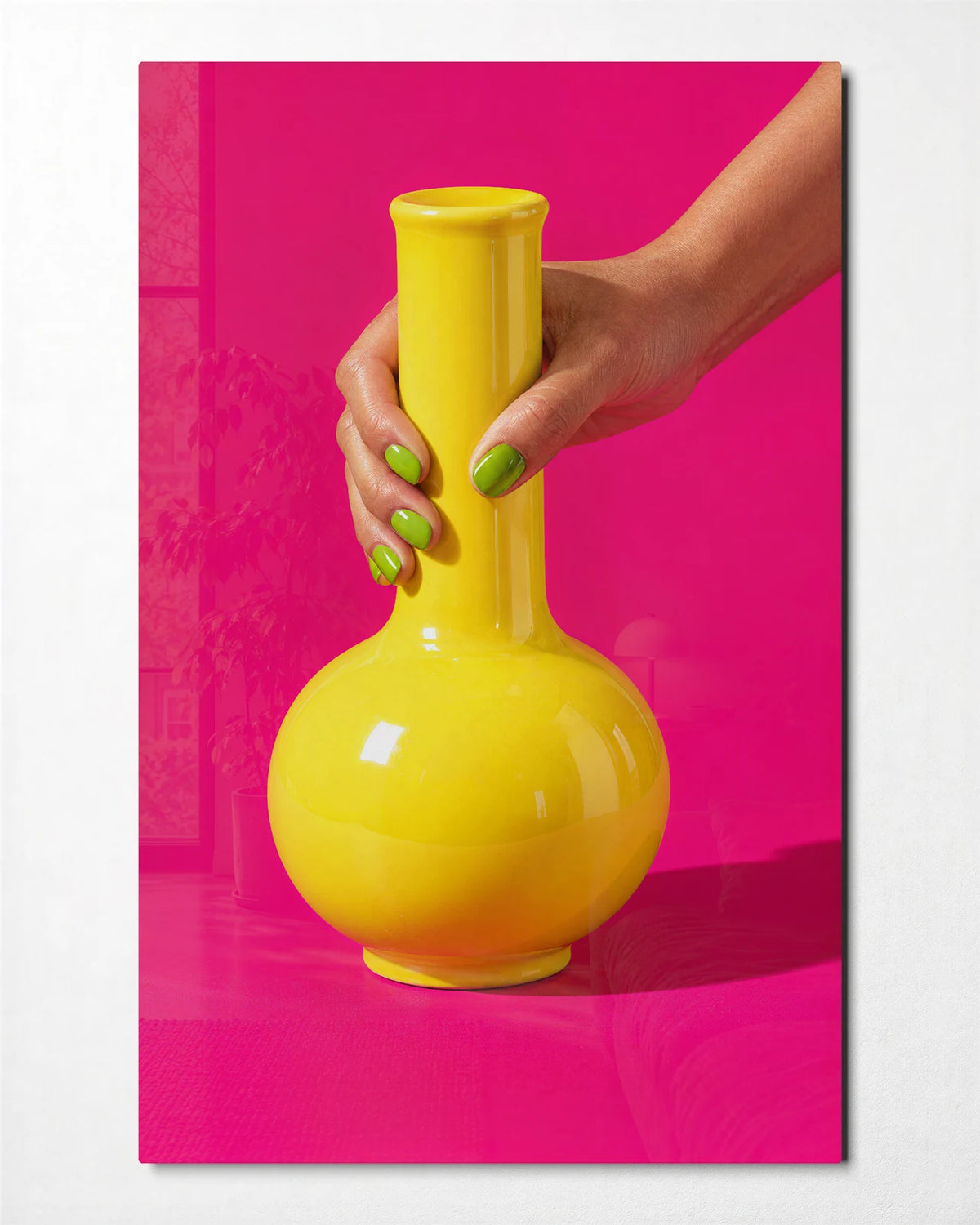A Good Yellow Vase — front view of glass wall art