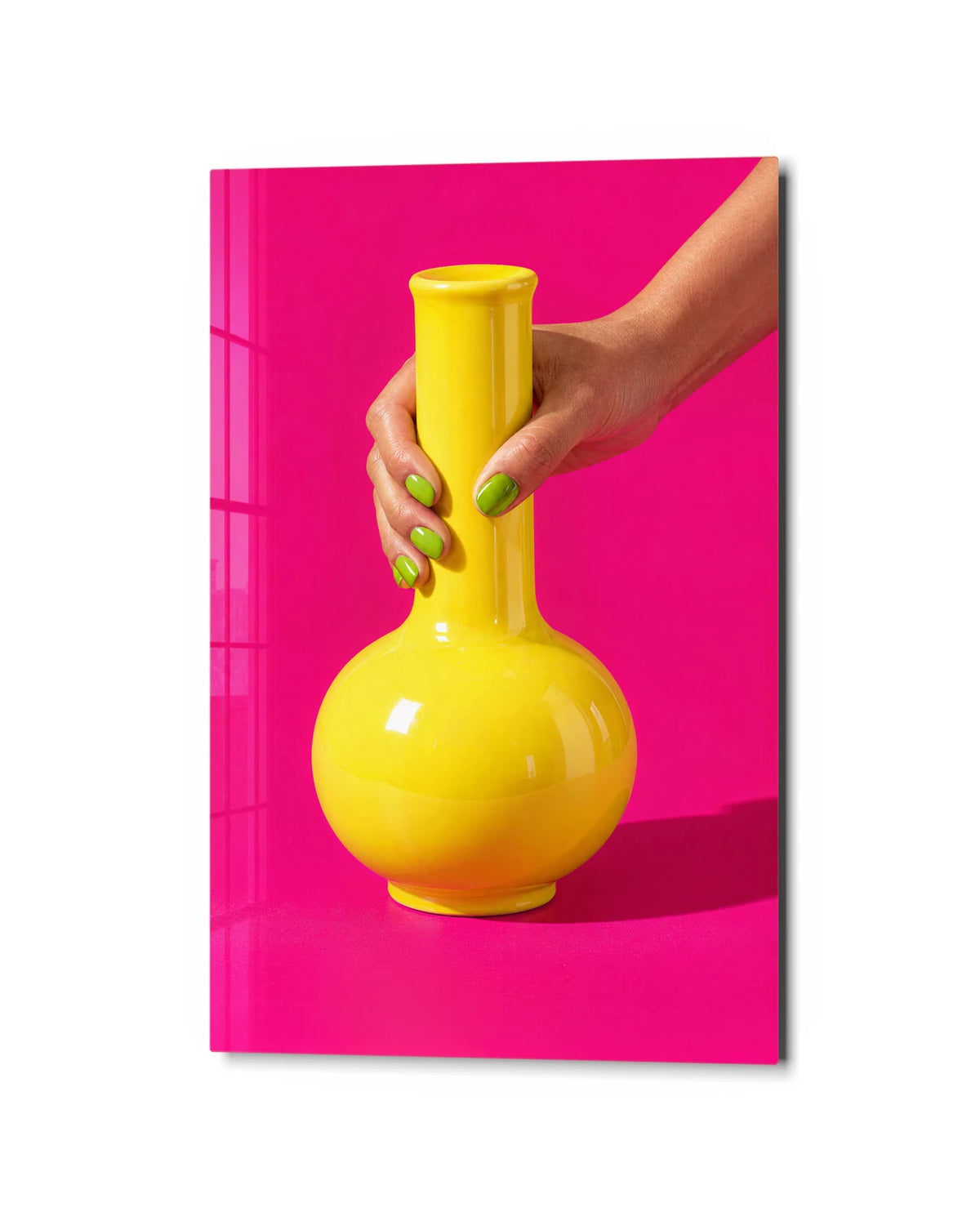 A Good Yellow Vase — studio view of glass wall art